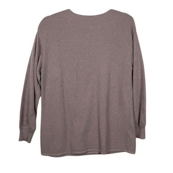 Ella Moss Mauve Ribbed Knit Tunic Sweater V-Neck Long Sleeve Size Medium - Picture 4 of 12